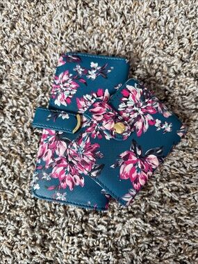 Teal Floral Wallet and Card Case Set